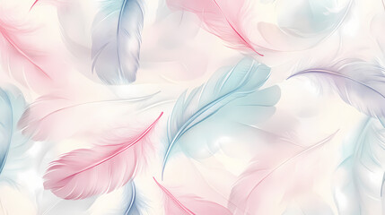 Wall Mural - seamless pastel feathers