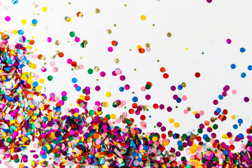 Wall Mural - colorful stream of confetti is falling from the sky. the confetti is in various colors and is scatte