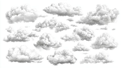Wall Mural - a bunch of white clouds on a white background