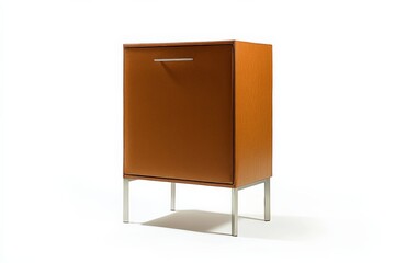 Poster - A sleek orange nightstand featuring a minimalistic design, perfect for modern interiors, showcasing a blend of functionality and aesthetic appeal.