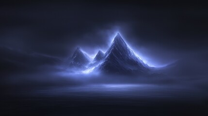 Wall Mural - A mountain range is lit up in the dark sky