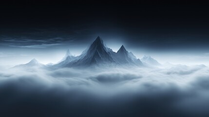 Wall Mural - A mountain range is shown in the distance with a cloudy sky