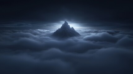 Wall Mural - A mountain is lit up by the moon in the sky