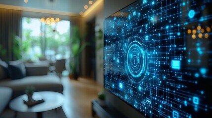 Poster - Modern smart home system showcasing interactive CCTV camera monitoring and digital connectivity