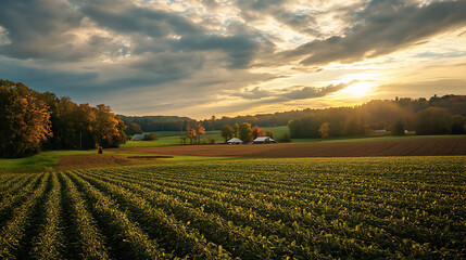 Aufkleber - Tobacco field with farmers harvesting the leaves, tobacco farm