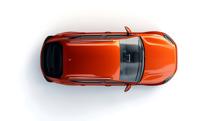 Poster - Top view of a orange suv car on white background