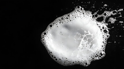 Poster - Use liquid white hand soap, shampoo, or shower gel to create foam, a black background with an isolated abstract soap bubble