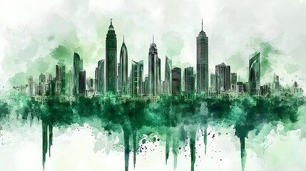 Poster - Saudi arabia national day poster illustration in watercolor style