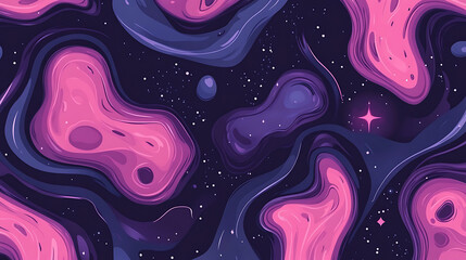Aufkleber - Seamless pattern of the outer space with galaxies and stars, dark pink and purple colors