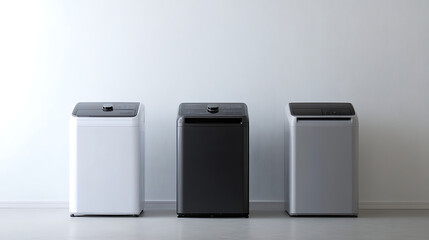 Fototapete - Washing machines with top and front loads against a white background