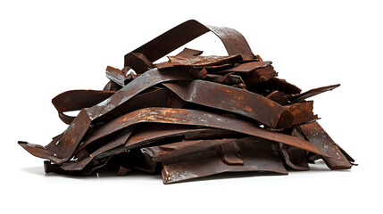 Poster - Side view on pile of scrap metal on white background