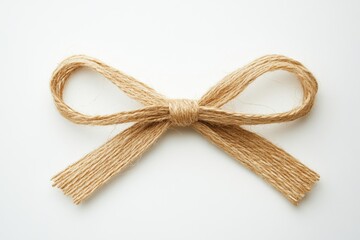 a closeup of string or twine tied in a bow, set against a white background.