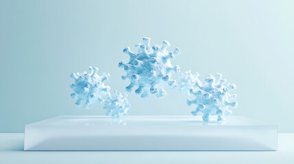 Aufkleber - White acrylic platform with light blue to white gradient background for fresh product displays