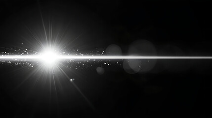 Poster - White bokeh flare light effect on black background, for overlay and screen layer modes