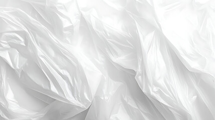 Poster - White plastic or polyethylene bag texture, transparant wrinkled plastic, macro, white background