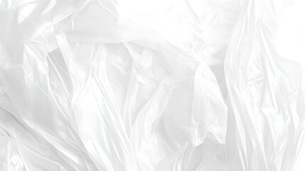 Poster - White plastic or polyethylene bag texture, transparant wrinkled plastic, macro, white background