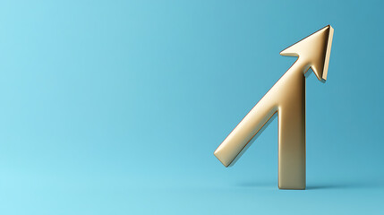 Aufkleber - Solid gold upward arrow on a blue background symbolizing growth and success