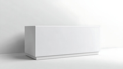 Poster - White promo counter mockup stand, front and side view, clipping path, 3d rendering, empty promotional pop up exhibition mockup