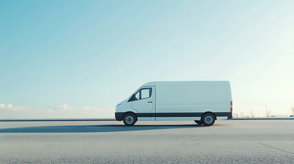 Poster - White, spotless delivery van with a small, isolated rear view truck, short-base minibus for cargo