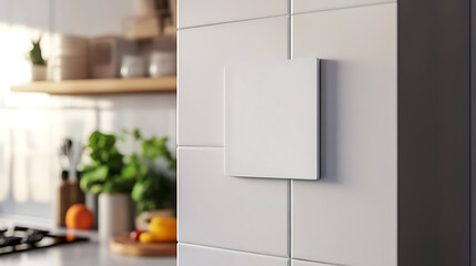 Aufkleber - White square magnet on fridge mockup