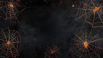 Poster - Spider webs on a black backgroun