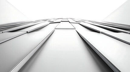 Poster - Steel roof sheets, roof made of metal sheets on a white backdrop, 3d illustration
