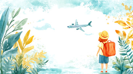 Poster - World tourism day watercolor banner illustration