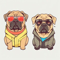 Sticker - Cool Dogs in Sunglasses: A Stylish Canine Duo