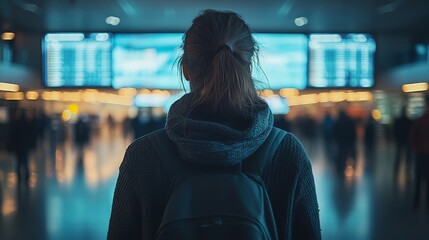 Poster - A traveler exploring an airport showcasing innovative edge computing technology