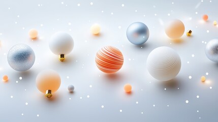 Poster - Elegant glass Christmas ornaments with frosted details, displayed on a pristine white surface.