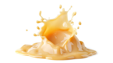 Poster - One single sweet condensed milk splash isolated on white background