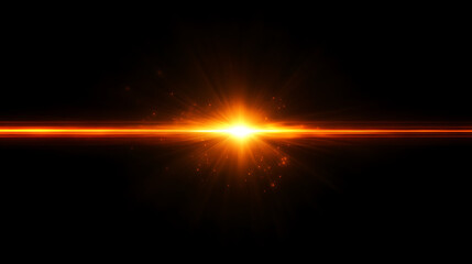 Leinwandbilder - Orange bokeh flare light effect on black background, for overlay and screen layer modes