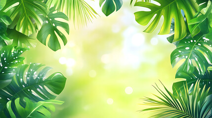 Aufkleber - Summer tropical summer leaves and foliage background design