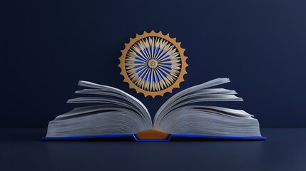 Poster - Symbolic design for constitution day with an open book and ashoka chakra, honoring india's democratic principles and constitution