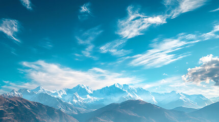 Aufkleber - sky is blue, it takes up most of the layout, and the peaks of the mountains are visible below