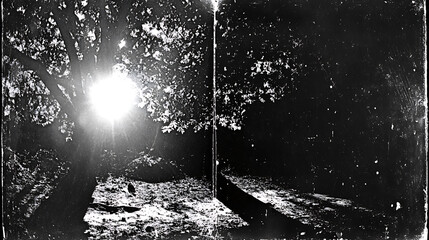 Aufkleber - Photocopy noise texture overlay scanned grain film negative effects, flare background, black & white filter blur