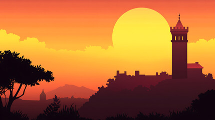 Aufkleber - Portugal day background with the belem tower at sunset