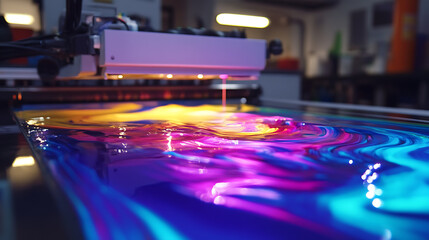 Poster - Powerful flow of rgb paint straight from the professional office printer
