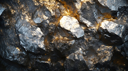 Poster - Raw zinc ore, closeup on black background, front view