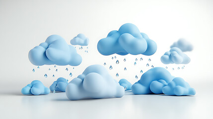 Aufkleber - Realistic weather smooth cloud on white backgrounds 3d illustrations
