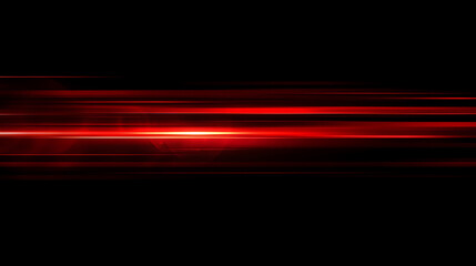 Poster - Red light streaks on a black background with glowing horizontal lines in a high speed motion blur effect