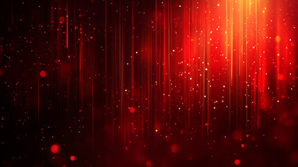 Poster - Red glowing data stream with digital particles on a dark background, a red light glow effect futuristic technology banner