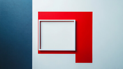 Aufkleber - Red, white and blue border frame on a blank background a white square shape with a red thin line