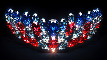 Aufkleber - A vibrant display of red, white and blue fireworks illuminating the night sky
