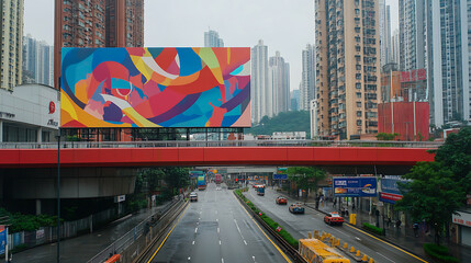 Poster - Mock up big blank billboard for new advertisement at street city, outdoor advertising poster, empty advertise poster at expressway in city, advertisement, commercial and marketing concept