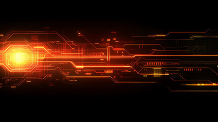 Poster - Vibrant neon lines create a futuristic abstract design on a dark background. Generative AI