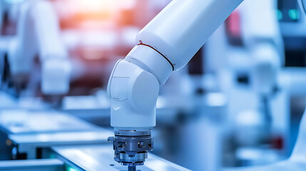 Poster - Robotic arms working in a car manufacturing plant, the automated assembly line is equipped with advanced technology for efficient production of vehicles
