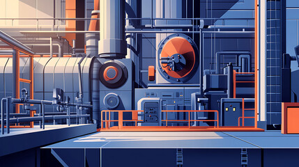 Leinwandbilder - Modern industrial power plant interior, a detailed view of the interior of a modern industrial power plant, featuring advanced machinery and equipment