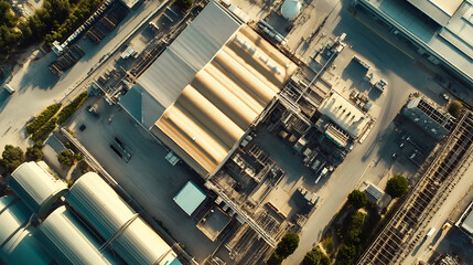 Aufkleber - Modern industrial area aerial view and cloud computing concept, communication network, industry 4, 0, factory automation