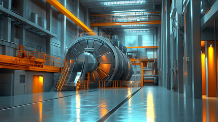 Leinwandbilder - Modern industrial power plant interior, a detailed view of the interior of a modern industrial power plant, featuring advanced machinery and equipment